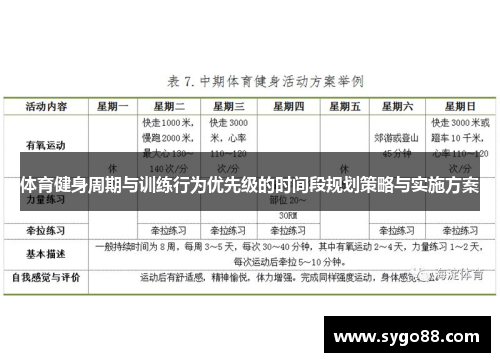 体育健身周期与训练行为优先级的时间段规划策略与实施方案